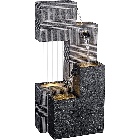 Kenroy Home 51129BLGR Block Fall Fountain with Black and Gray Finish, Modern Style, 33