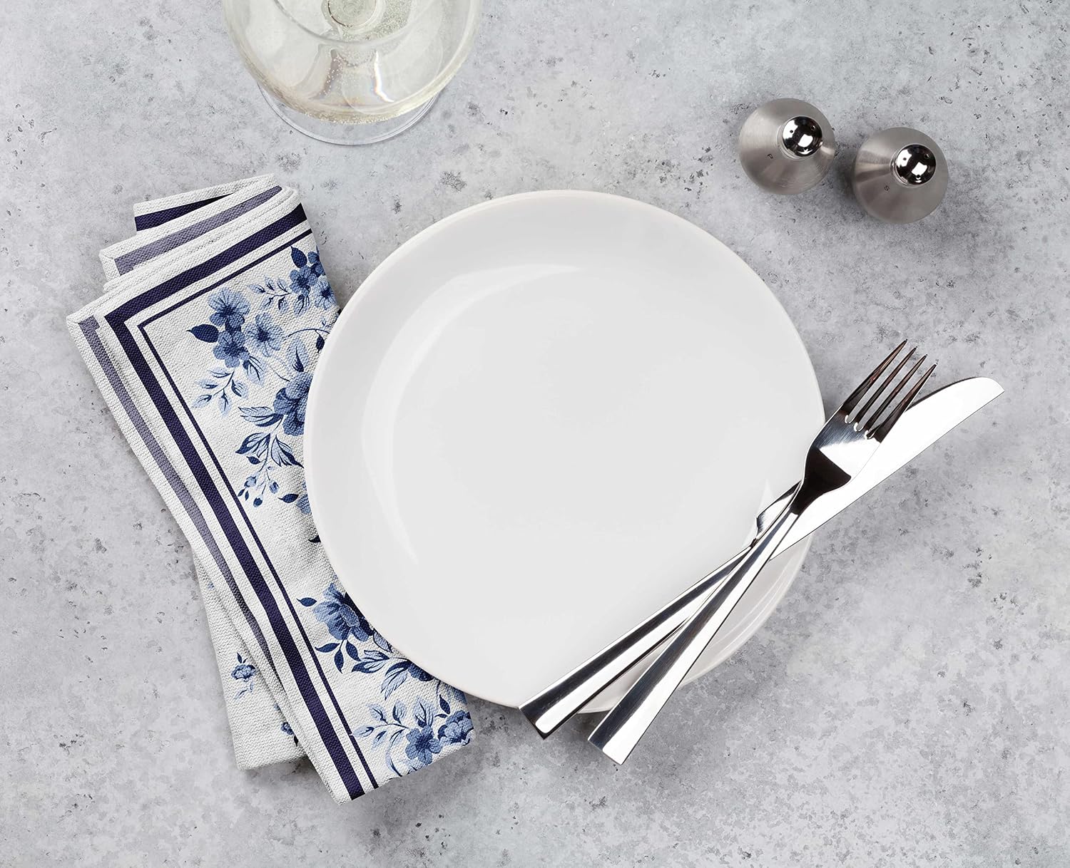 Luxury Collection Dinner Table Linen Decor Cotton Napkin Printed Fabric Reusable Napkins Set of 12, 20 X 20 - Monochrome Watercolor Floral