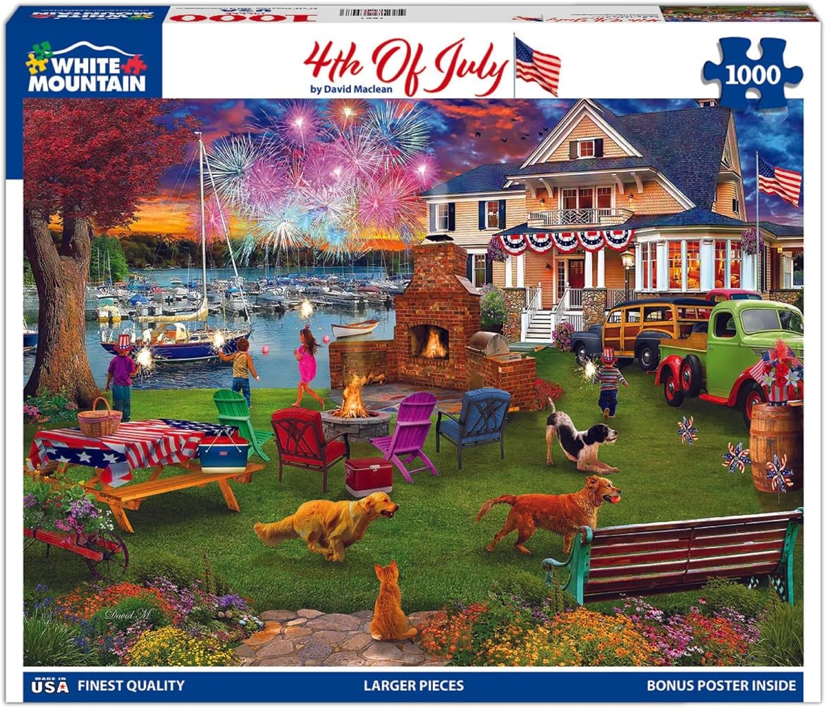 White Mountain 1000 Piece Jigsaw Puzzle Patriotic Summer, 4th of July | Large Pieces, Gift for Adults and Family, 24"x30" in, Celebration