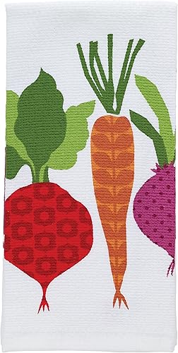 T-fal Textiles Toalla de cocina de algodón tejido con estampado de doble cara, 16 x 26 pulgadas, estampado de verduras