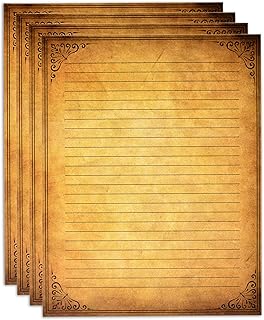 100 Pack Aged Lined Paper Vintage Antique Stationery Papers 8.5" X 11" Old Fashion Looking Letter Sheets For Writing Calli...