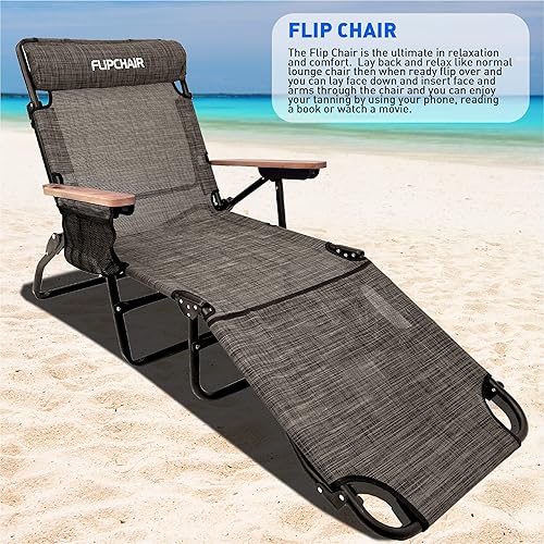 Miniatura 8 de EasyGo Product FLIP - Silla tumbona bronceadora boca abajo con agujeros para la cara y los brazos, soporte de 4 patas, material de textileno, 6