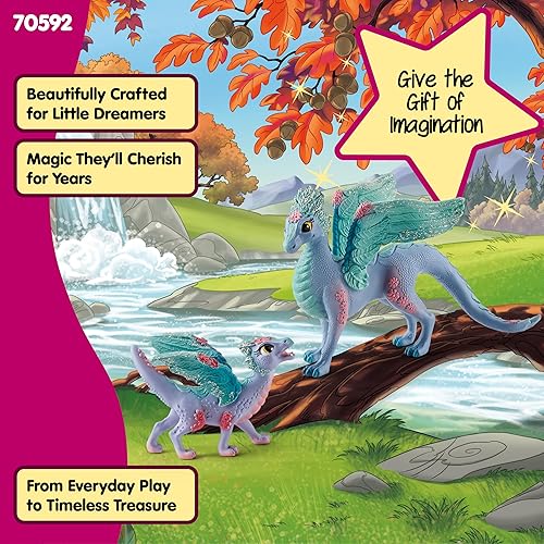 Miniatura 6 de Schleich Bayala - Set de juguete de 2 piezas de dragón de flores y bebé - Lindas figuras de dragón para niñas y niños - Figuras de animales de hadas