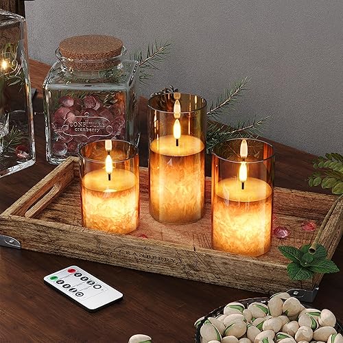 Miniatura 7 de Velas de cristal de hielo sin llama de cristal de cera real con control remoto y temporizador, velas que funcionan con pilas con llama parpadeante