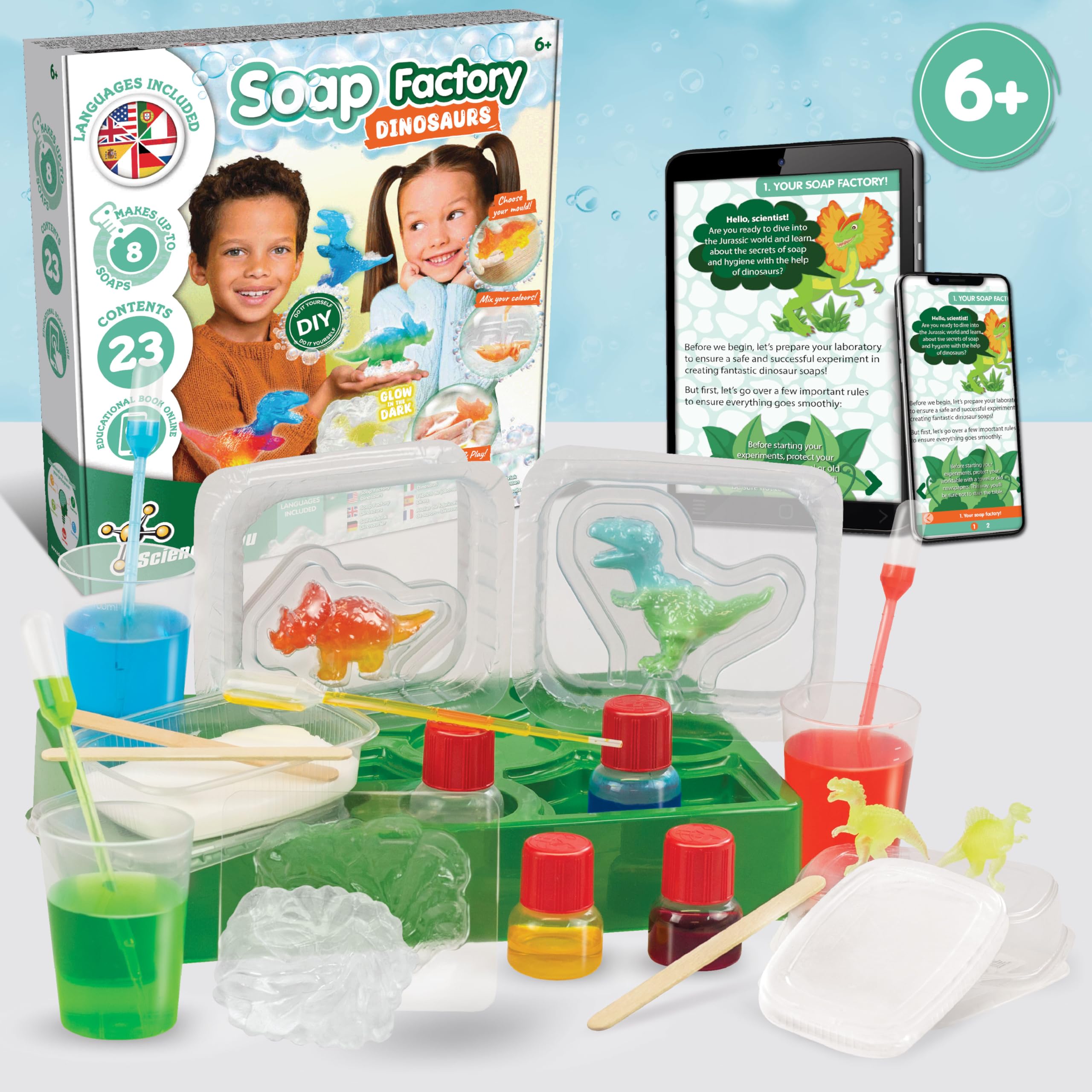 Kit Sapone Fai-da-te Per Bambini – Stampi A Forma Di Dinosauri, Laboratorio Scientifico STEM 8+ Anni - 4