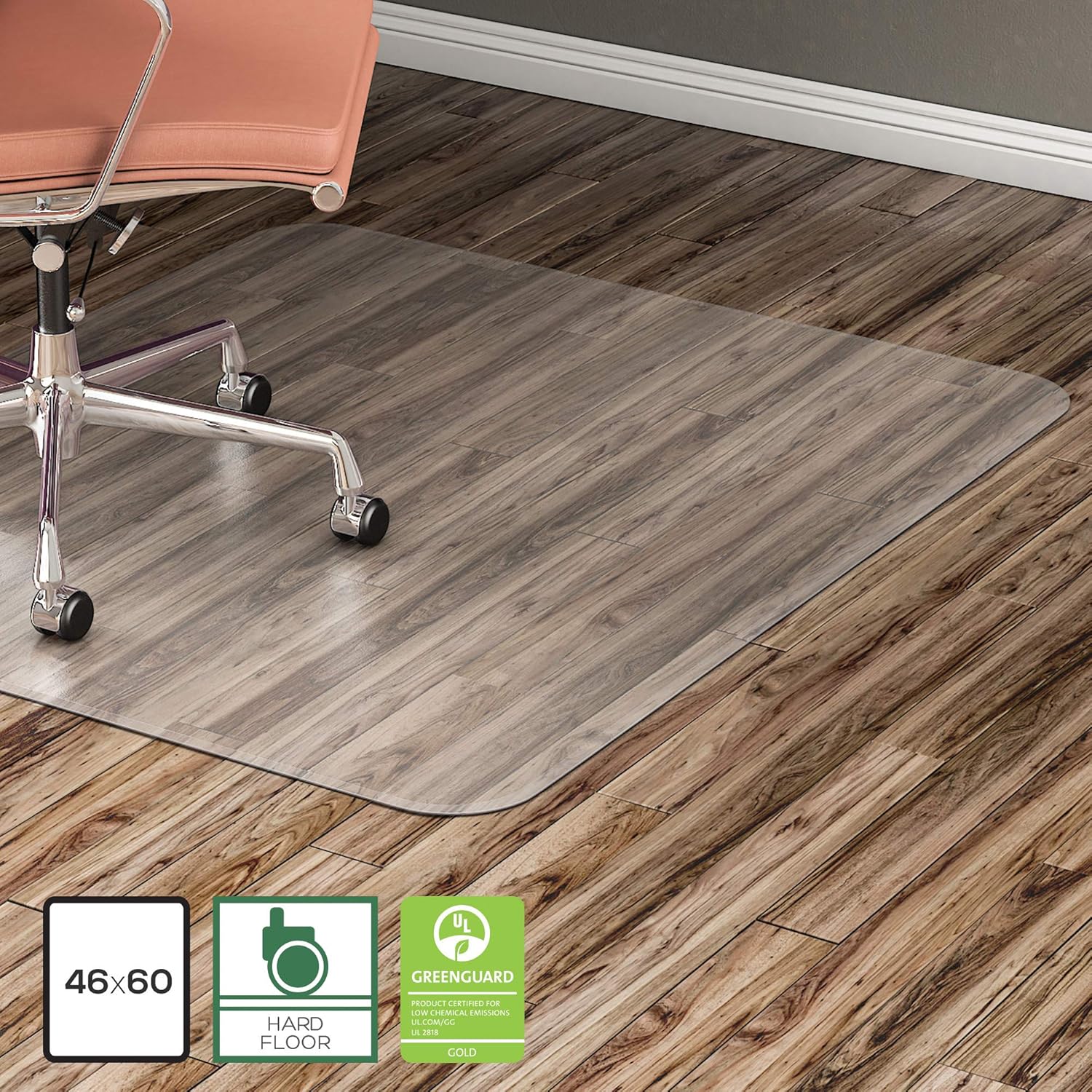 Lorell, LLR82827, Hard Floor Rectangular Chairmat, 1 / Each, Clear