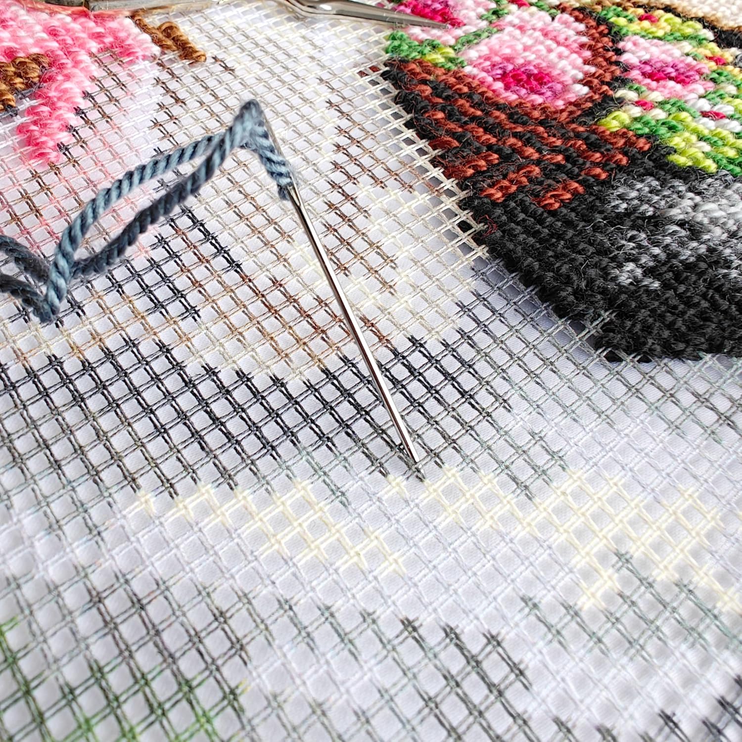 Pastoral Embroidery Kit for Adults and Beginners — The Little Gardener by François Boucher 16″ × 16″ with Clear, Precise Printed Design on Cotton Canvas; Includes 2 Needles, Yarn, and Easy-Read Chart