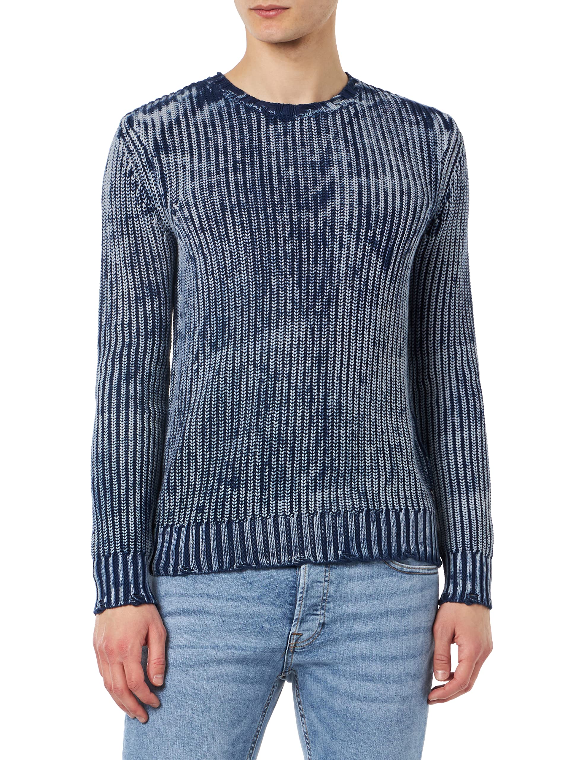 Replay Men's Knitted Sweater with Round Neck, Blue 085 (Blue), XL