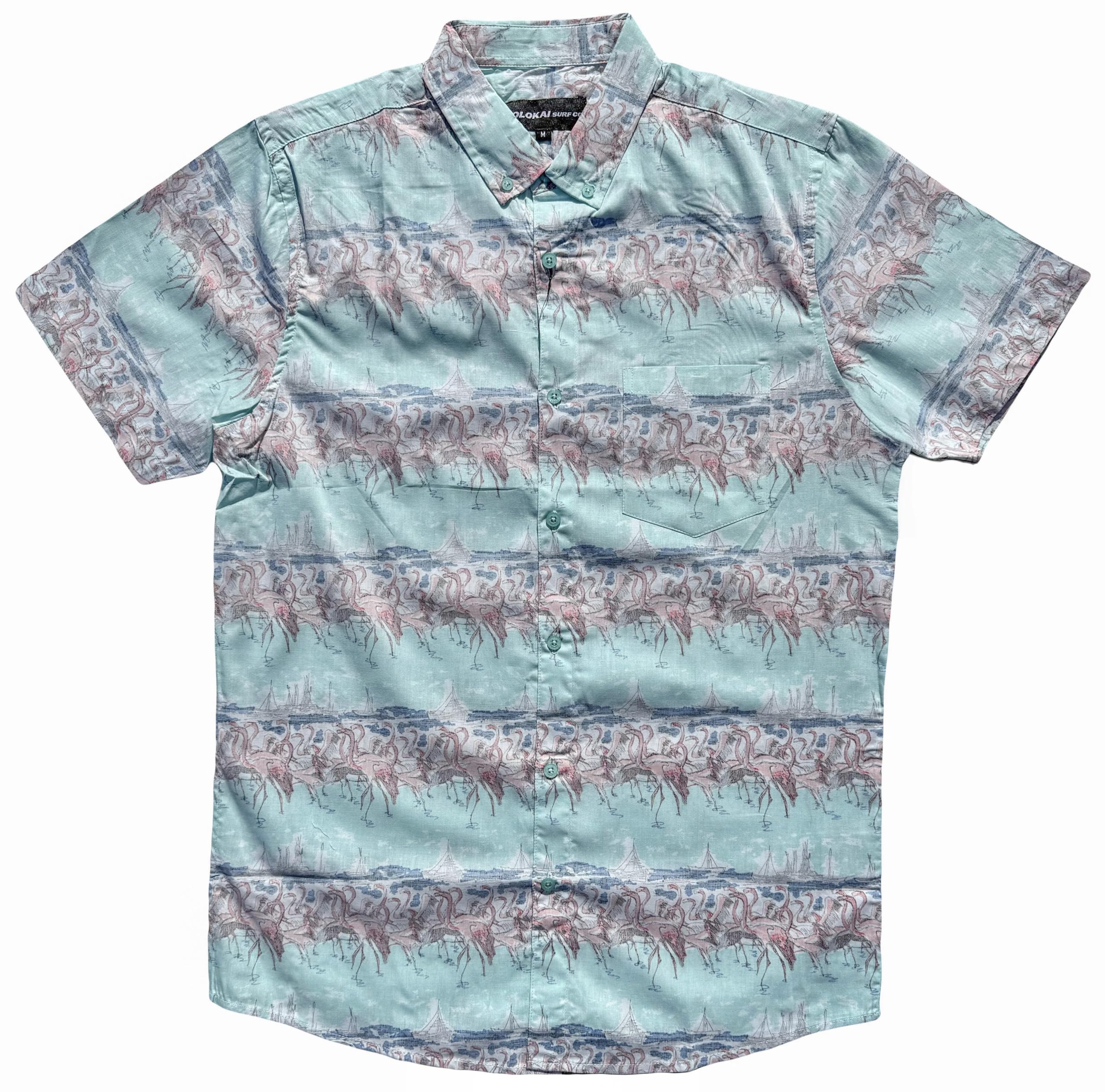 Molokai Surf Button Down Slim Fit Hawaiian Short Sleeve Shirts