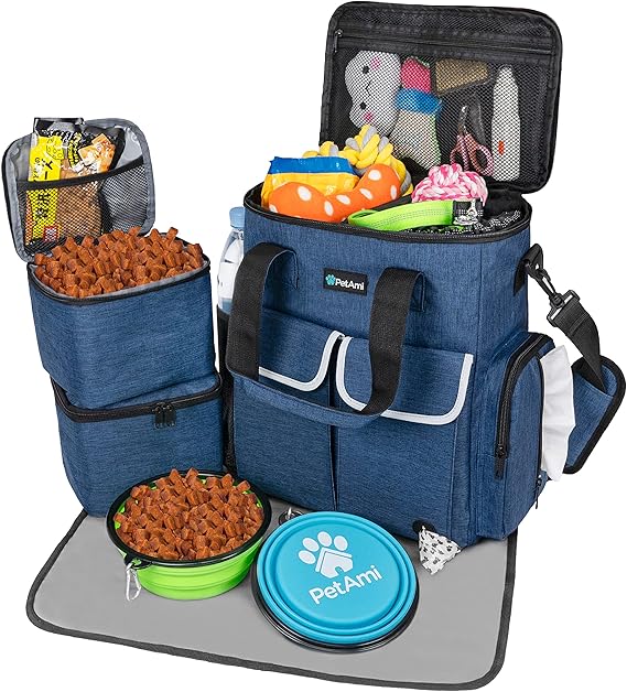 Pet Supplies PetAmi Dog Travel Bag Pet Supplies Travel Organizer Tote with Food Containers