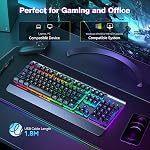 TECKNET Gaming Keyboard, 15-Zone RGB Illumination, All-Metal Panel Keyboard, IP32 Waterproof, 25 Anti-Ghosting, Quiet Typing, USB Wired Ergonomic Keyboard for Windows XP/Vista/7/8/10/11