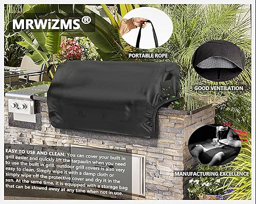 Miniatura 5 de Funda para parrilla de 37 pulgadas integrada, cubierta de parrilla de mesa 37, cubierta de cabeza de cocina y parrilla al aire libre, tela Oxford