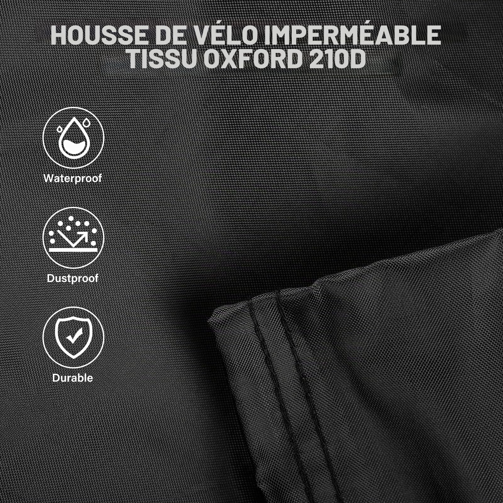 Housse de vélo imperméable pour vélo stationnaire imperméable en tissu Oxford 210d imperméable avec sac de vélo d'appartement pour intérieur et extérieur