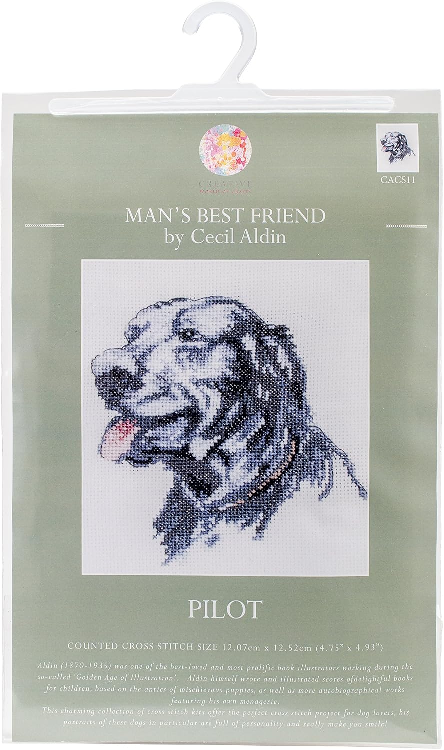 NEW - Cecil Aldin Man's Best Friend Cross Stitch Kit - Pilot, Multi-colour, 31 x 18 x 1 cm