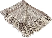 DII Braided Striped 100% Cotton Throw Blanket 50x60 Stone - Decorative Woven Fringe Blanket for Cozy Home Decor