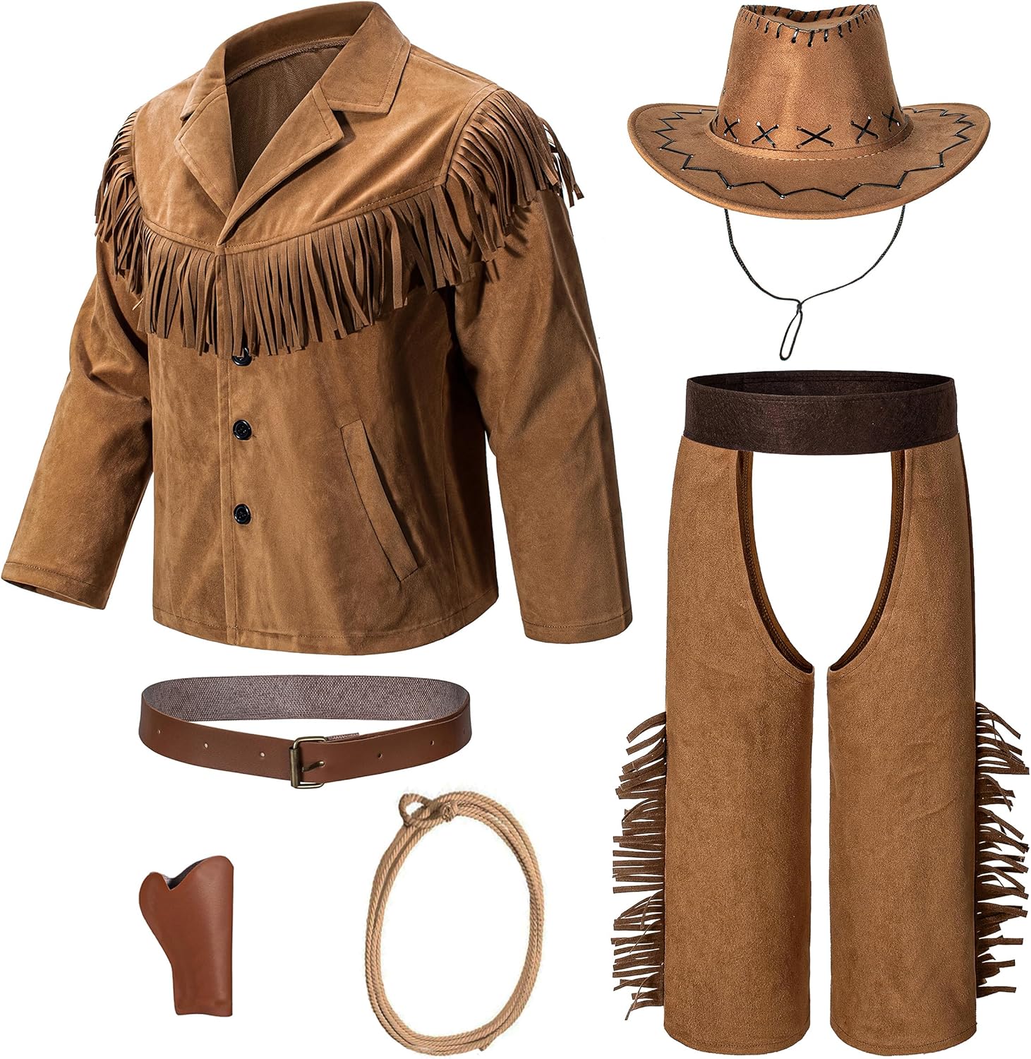KAIPUTE Cowboy Costume Kids Jacket for Boys Girls Western Role Play Halloween Party Cosplay 3-12 Years - Image 3