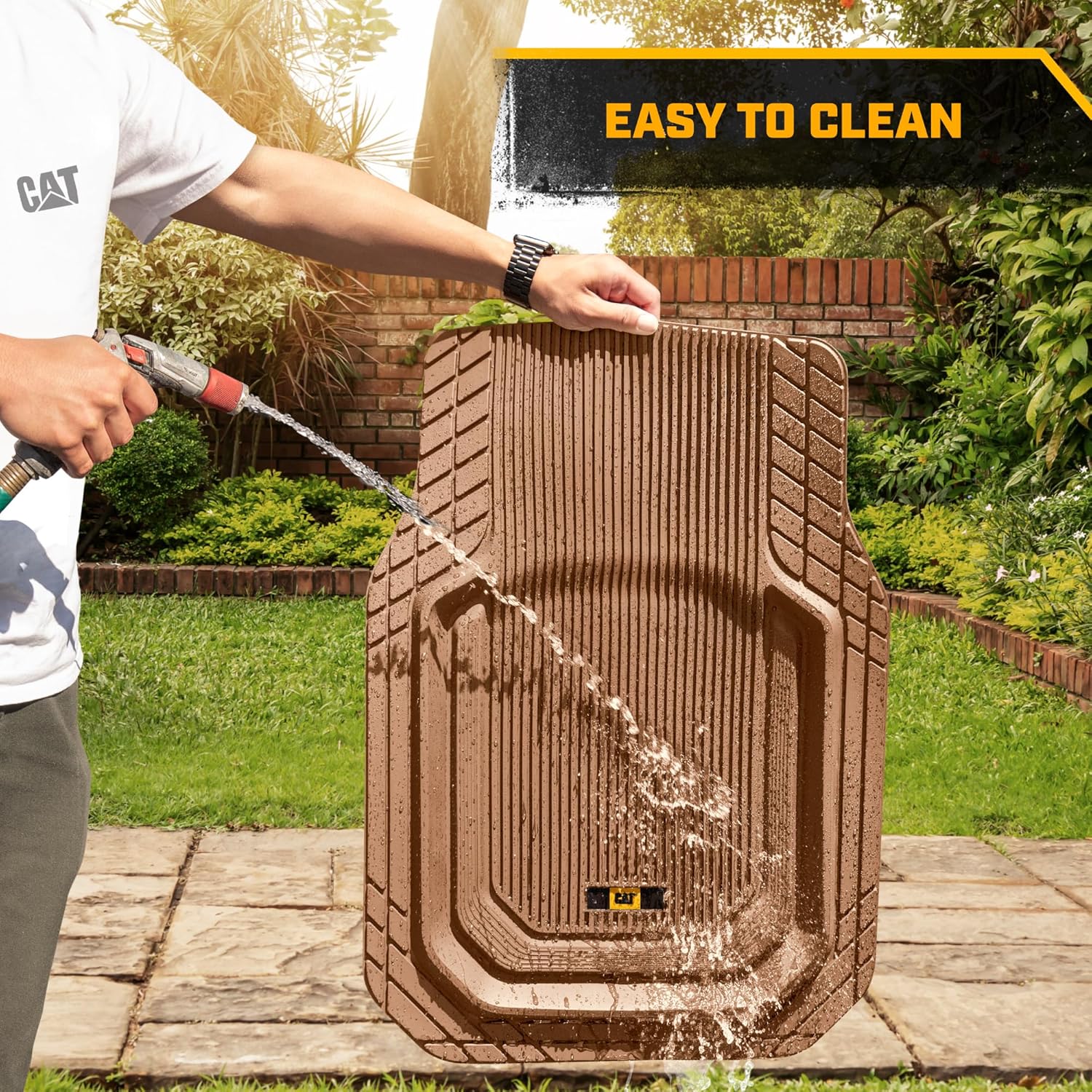 Cat® ToughLiner™ Car Floor Mats - Heavy Duty Trim to Fit Floor Mats for Trucks - Car Mats & SUV Floor Liners for Car - All-Weather Truck Accessories & Odorless Rubber Automotive Floor Mats - Beige