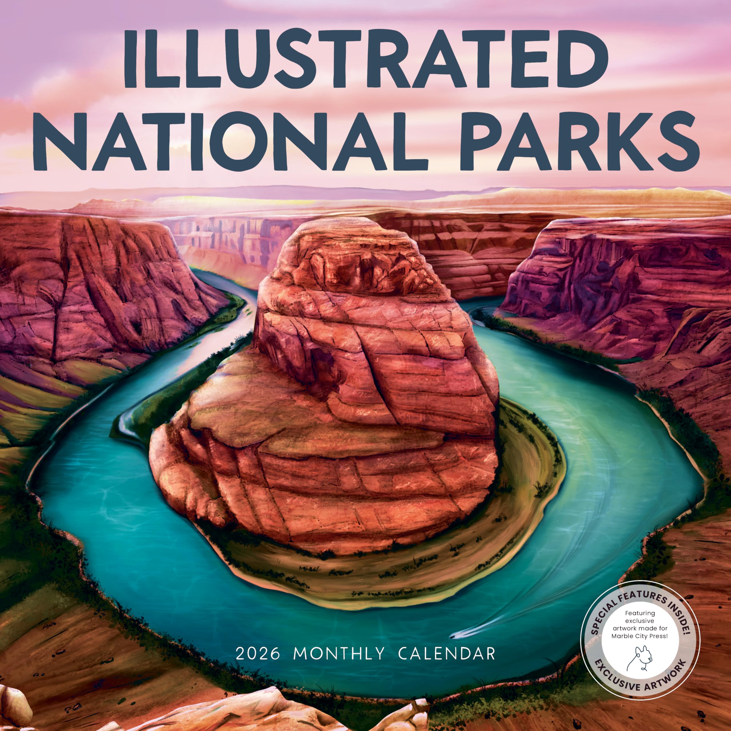 National Parks 2026 Calendar | Illustrated Poster Art Wall Calendar | Wall Planner 2026-2027 | Marble City Press | 12” x 24” Open | Sustainable &