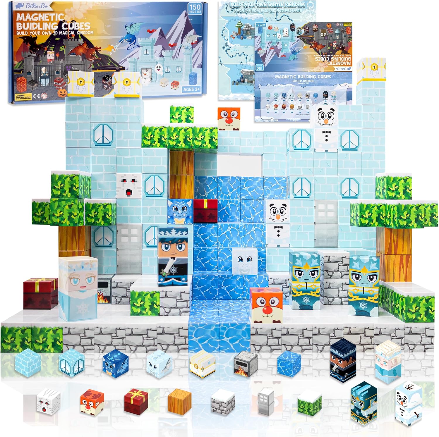 150 Magnetische Bouwblokken, Qubix Blokken, Magnetisch speelgoed, Open-ended play, Sensorisch Educatief Speelgoed, Bouwspeelgoed voor jongens meisjes, verjaardagscadeau 3, 4, 5, 6, 7, 8, 9, 10-12 jaar