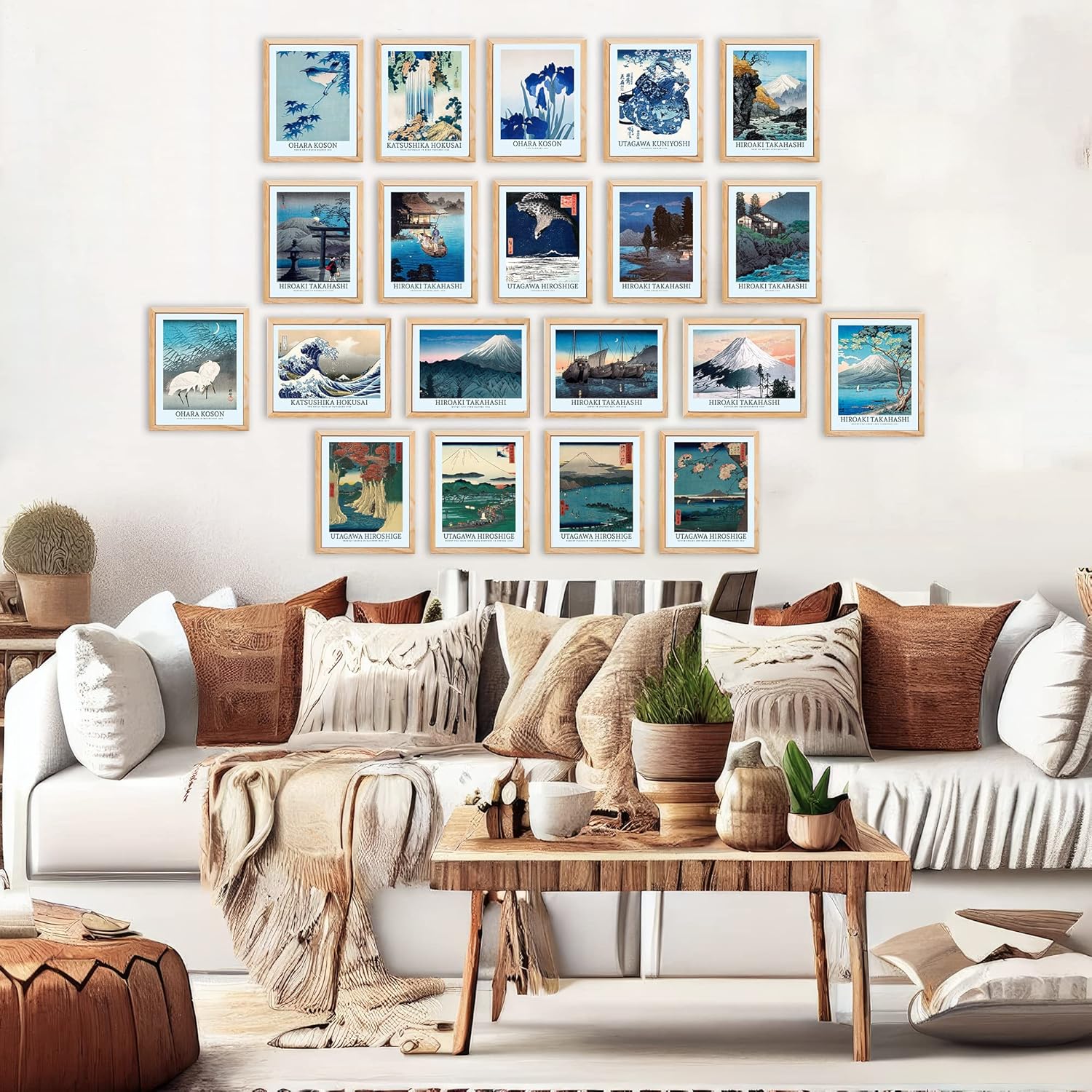 20 PCS Japanese Wall Art - Asian Art Prints, Japanese Room Decor/Contemporary Japanese Prints, Hokusai Paintings, Waves Poster, Unframed Japan Home Office Decor/Japan Tsunami Pictures (12x16)