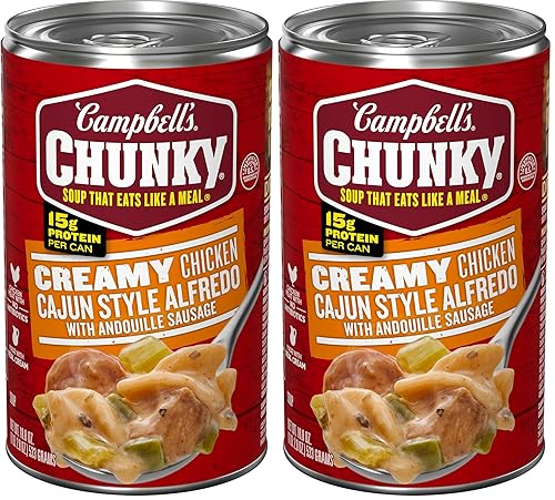 Miniatura 10 de Sopa Campbell's Chunky Alfredo Cremoso de Pollo Estilo Cajún con Salchicha Andouille, Lata de 18.8 oz (Paquete de 12)