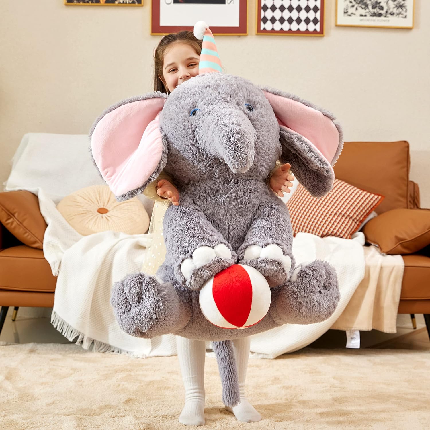 IKASA Giant Elephant Stuffed Animal Plush Toy, 31" Large Big Jumbo Soft Plushie Toys for Kids Girls Boys Girlfriend