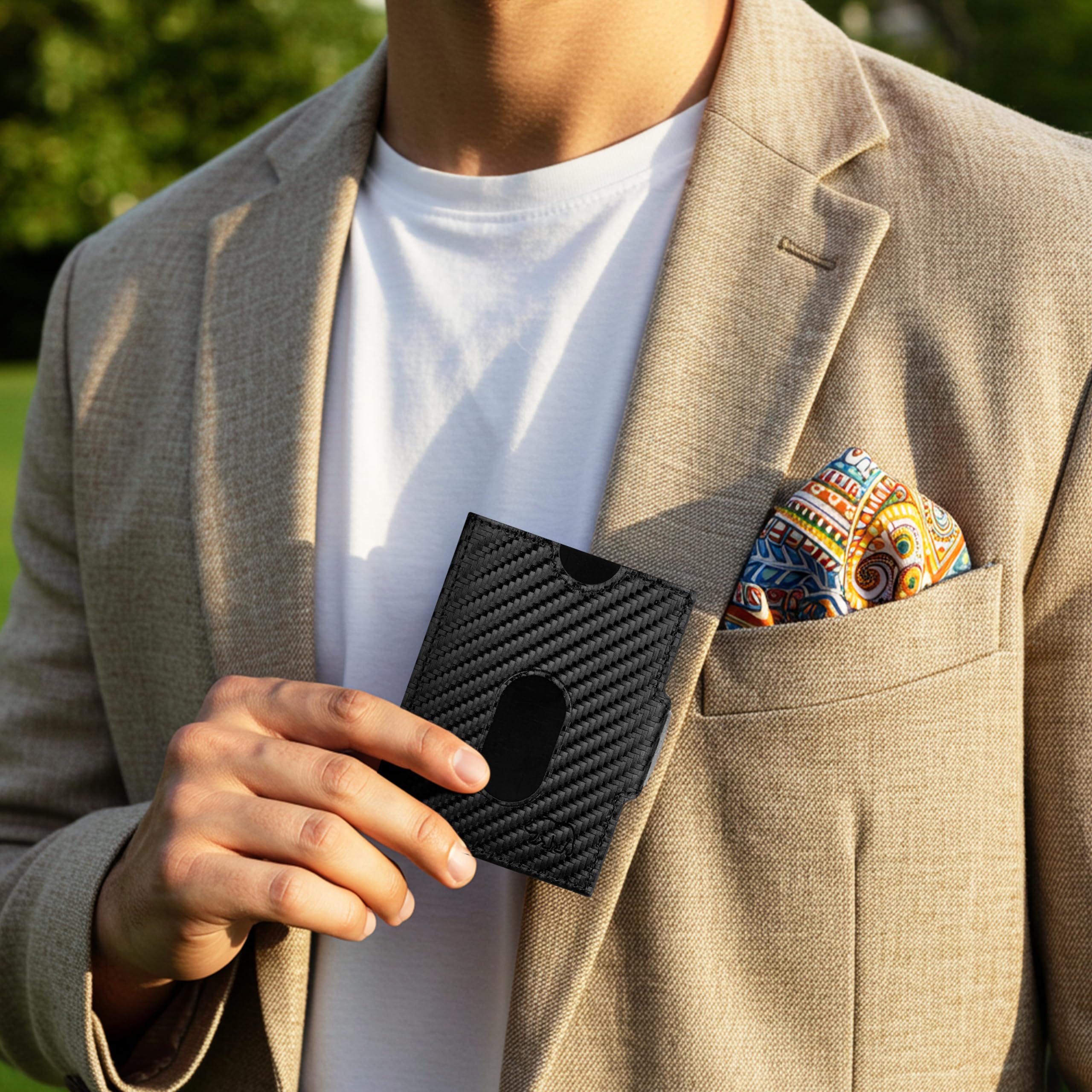 BROWN BEAR BB Jackson - Cartera pequeña con compartimento para monedas de piel auténtica, Black Carbon Jackson, 0, Minimalista