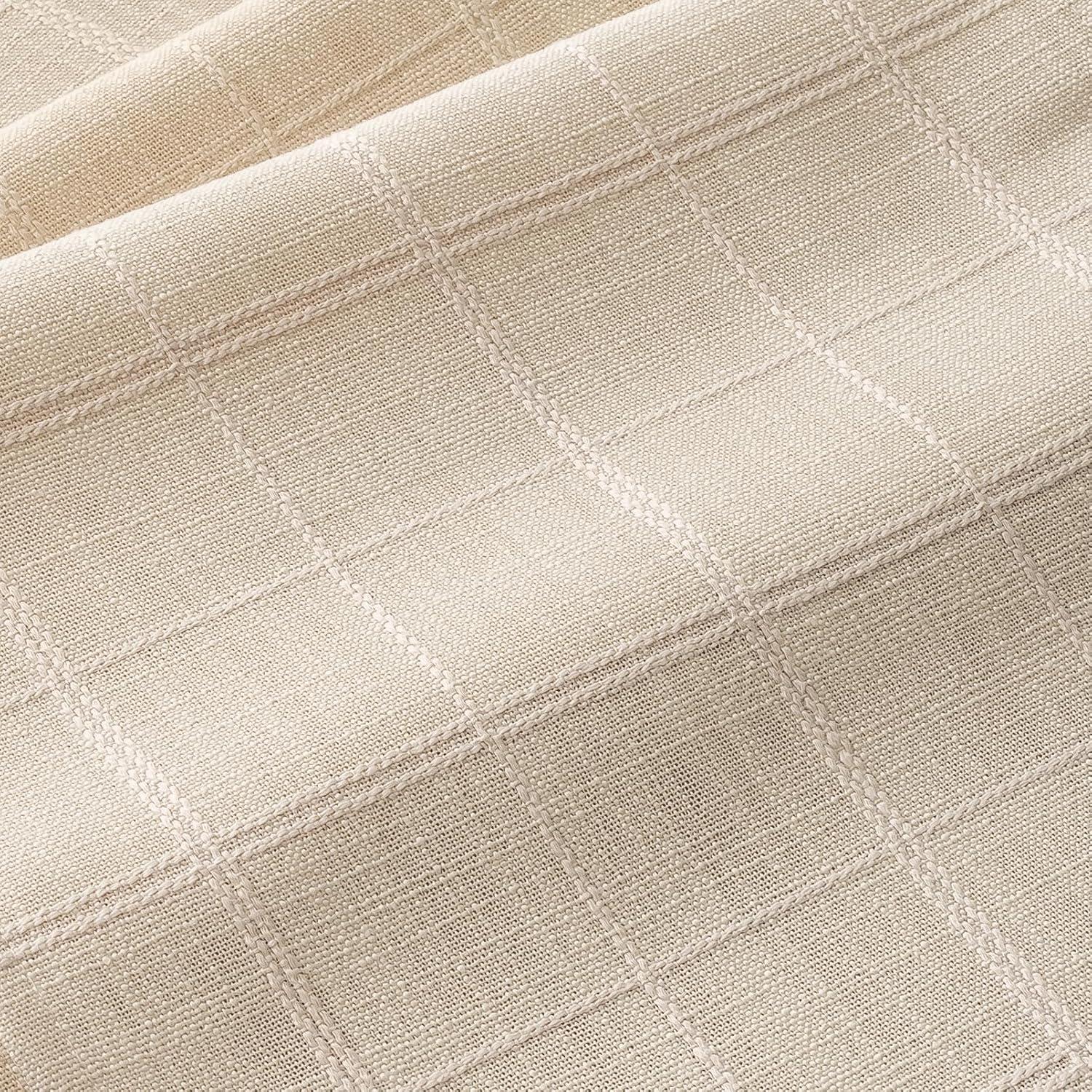 Ivory Rustic Linen Checked Table Runner, Neutral Plaid Embroidered Table Runners 72 inches Long for Dresser Home Kitchen Dining Table Decor, 13x72 Inches, Ivory