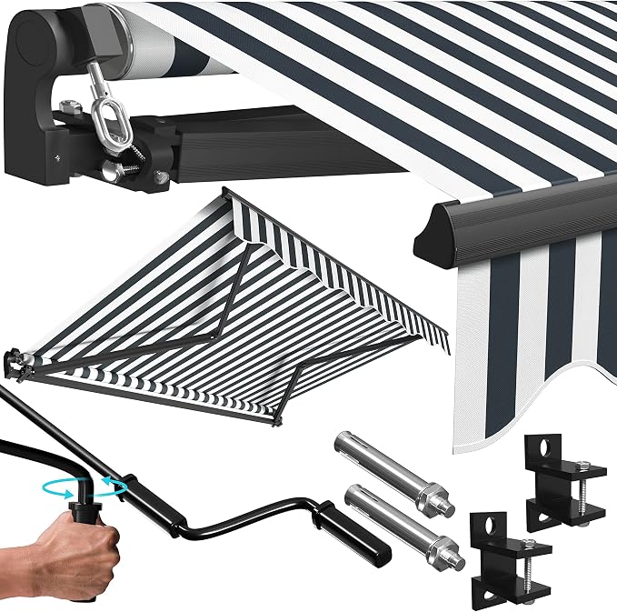 Gelenkarmmarkise Mit Handkurbel – Sonnenschutz Für Terrasse & Balkon, 300x250cm, Wetterfest!