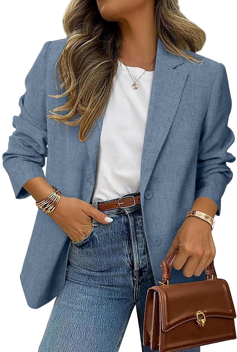 Simplee Blazers for Women Business Casual 2026 Oversized Long Sleeve Open Front Lapel Suit Jackets Dressy Pockets Work Blazer