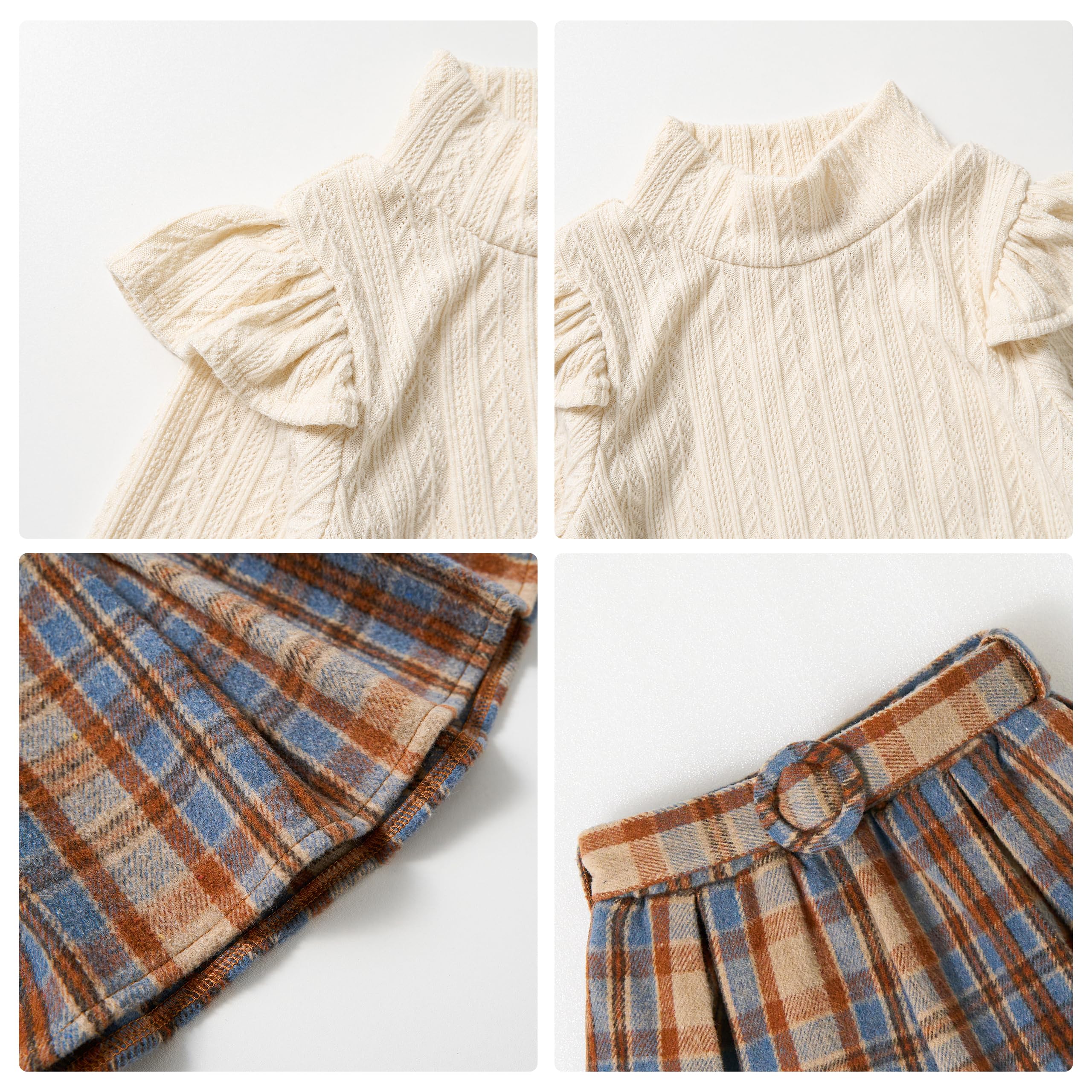 Miipat Conjunto de Ropa Niña Bebé Conjunto Niñas Pequeñas Primavera Otoño Tops de Manga Larga Tipo Suéter con Minifaldas Vestidos para Niñas