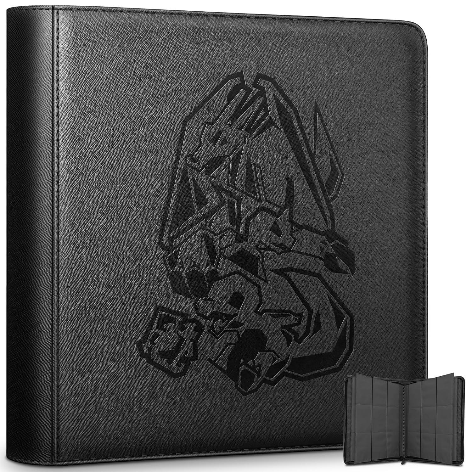 Douper Toploader Binder for Pokemon Cards, Oversized 9 Pocket 252 Top loaders Holder with Customizable Label Slot and Side-Loading Sleeves for Trading Cards in 3" x 4" Toploader (Black)