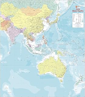 Asia West Pacific Political Wall Map - 39.5" x 34.5" Paper