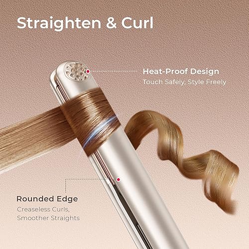 Miniatura 5 de TYMO Plancha de pelo de titanio para mujer, plancha plana profesional de viaje de 1 pulgada, alisador portátil y rizadores con calentamiento de 10