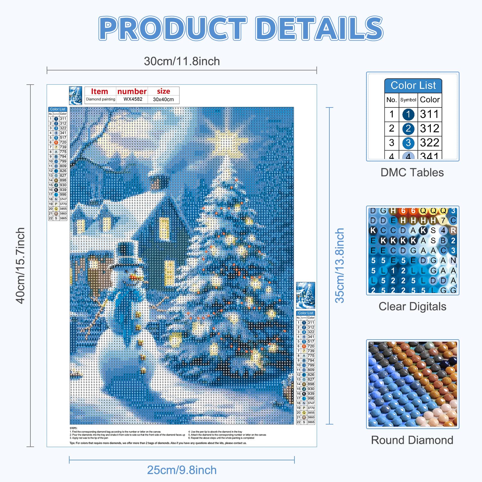 RICUVED Snowman Diamond Painting Kit, 5D Full Drill Round Christmas Tree Crystal Art for Adults Winter Picture Home Decor 30x40cm - Image 2