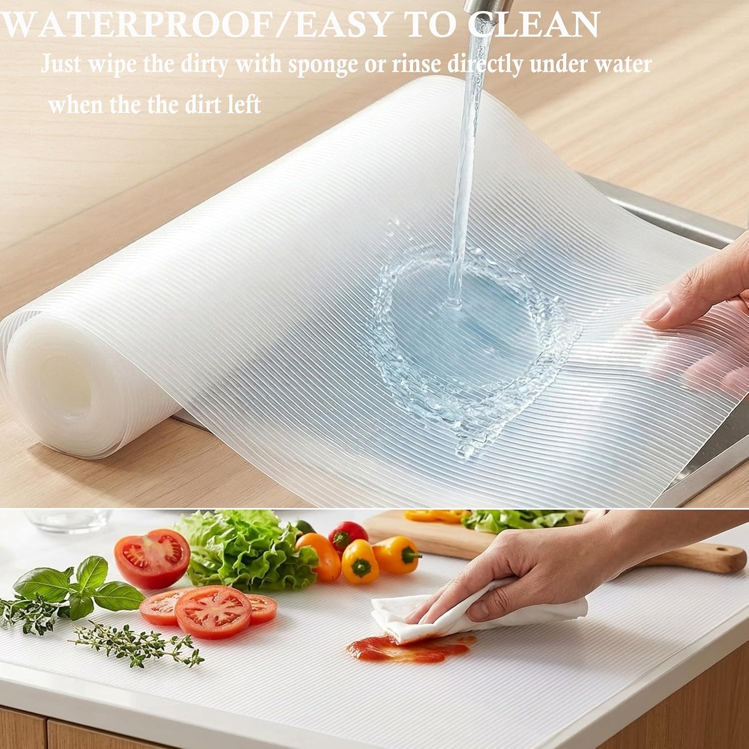 Shelf Liners for Kitchen Cabinets Non Adhesive Drawer Liner 20 Inch Wide X 20 Ft Clear Non Slip Waterproof Refrigerator Mats Closet Pantry Shelf Liner Cupboard Liners Kitchen Bathroom
