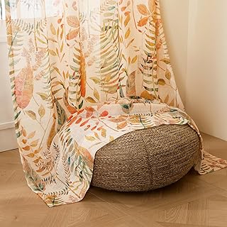 Story@Home Window Curtains 5 Feet Long Set of 2 | Leaf Printed | Semi Transparent Curtain | Net Curtains | Sheer Curtain f Price In India