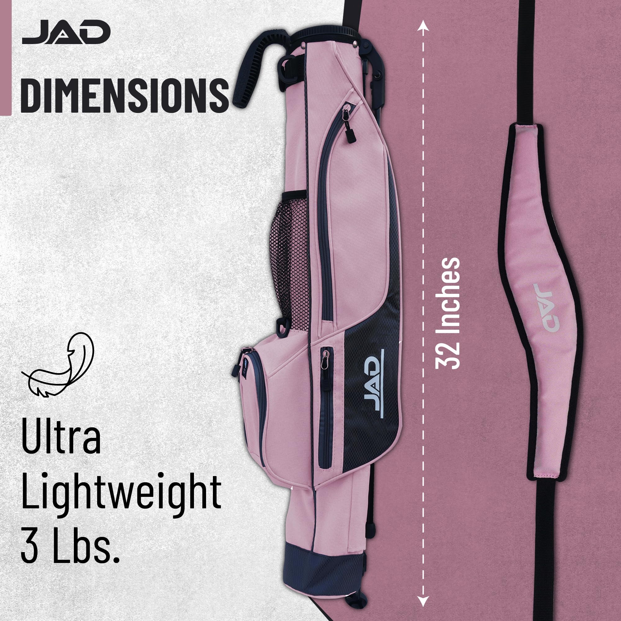 Sunday Golf Bag - Premium Everyday Sunday Golf Bag with Stand for Men, Women and Ladies, Ultra Lightweight, Easy to Carry Pitch n Putt Carry Bag (Pink)