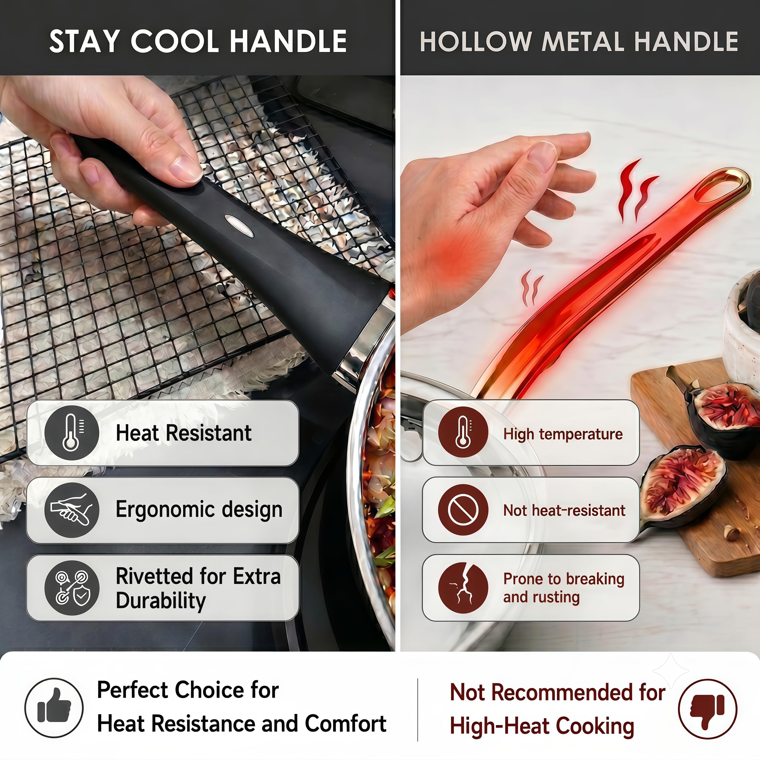 Set di pentole e padelle in acciaio inox, 6 pezzi, atossici, con coperchi in vetro, casseruola, pentola e padella, compatibili con induzione, lavabili in lavastoviglie, anche per