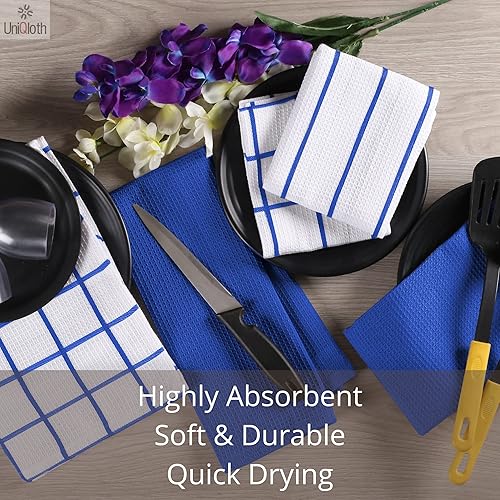 Miniatura 5 de Juego de 6 paños de cocina surtidos de gofres, 100% algodón, suaves, absorbentes, de secado rápido, de secado rápido, toalla de cocina y toalla