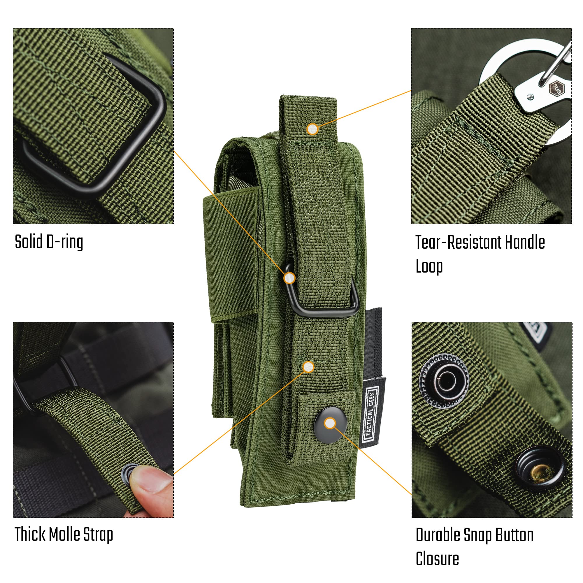 TACTICAL GEEK EXT8 MOLLE Funda para un Cargador de Pistola Funda táctica para Cargador de Pistola Funda para Cargador de Pistola Bolsillo para Herramientas Funda para Cargador de 500D Nylon