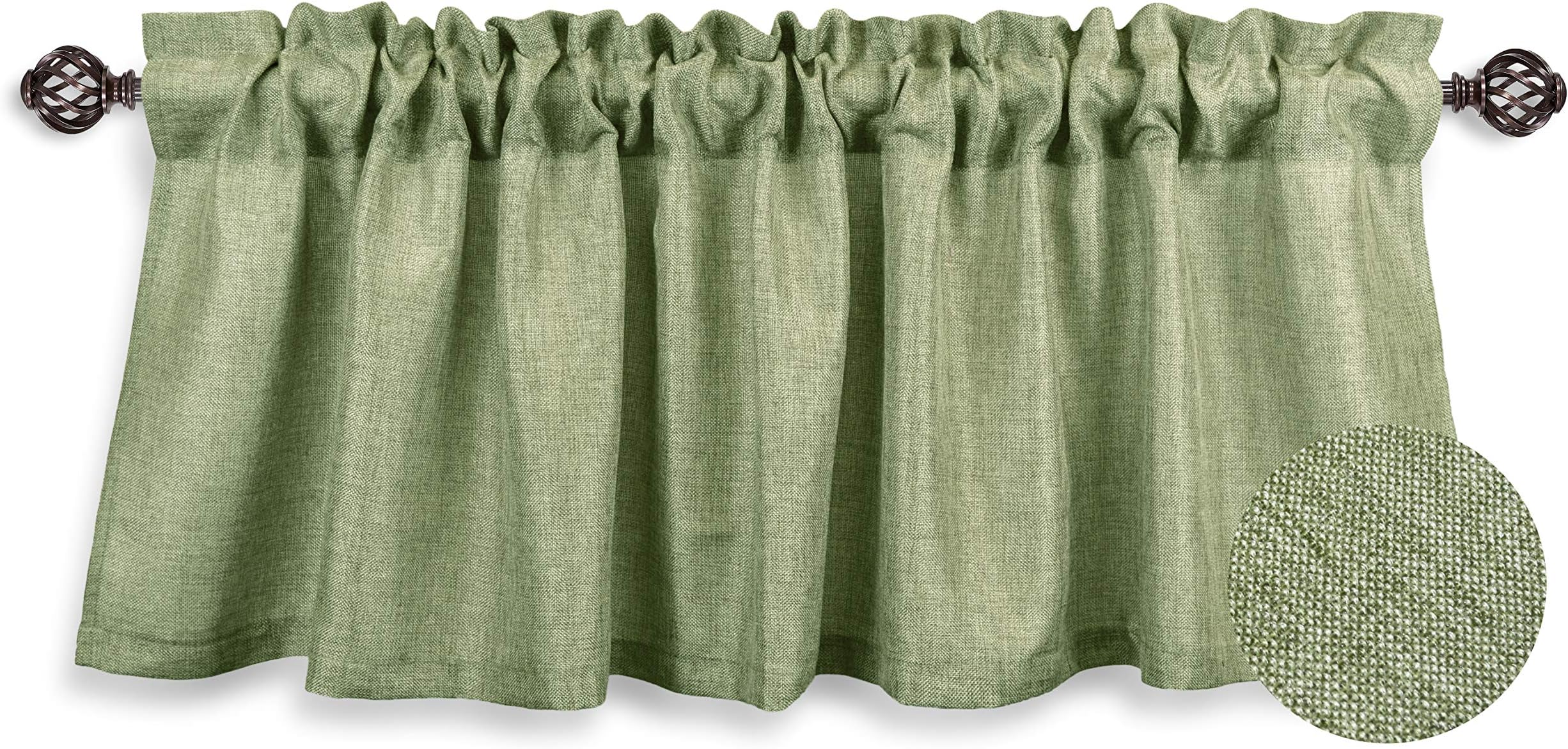 Aiking Home Pure 100% Faux Linen Window Valance - Size 56 inch x 16 inch, Moss