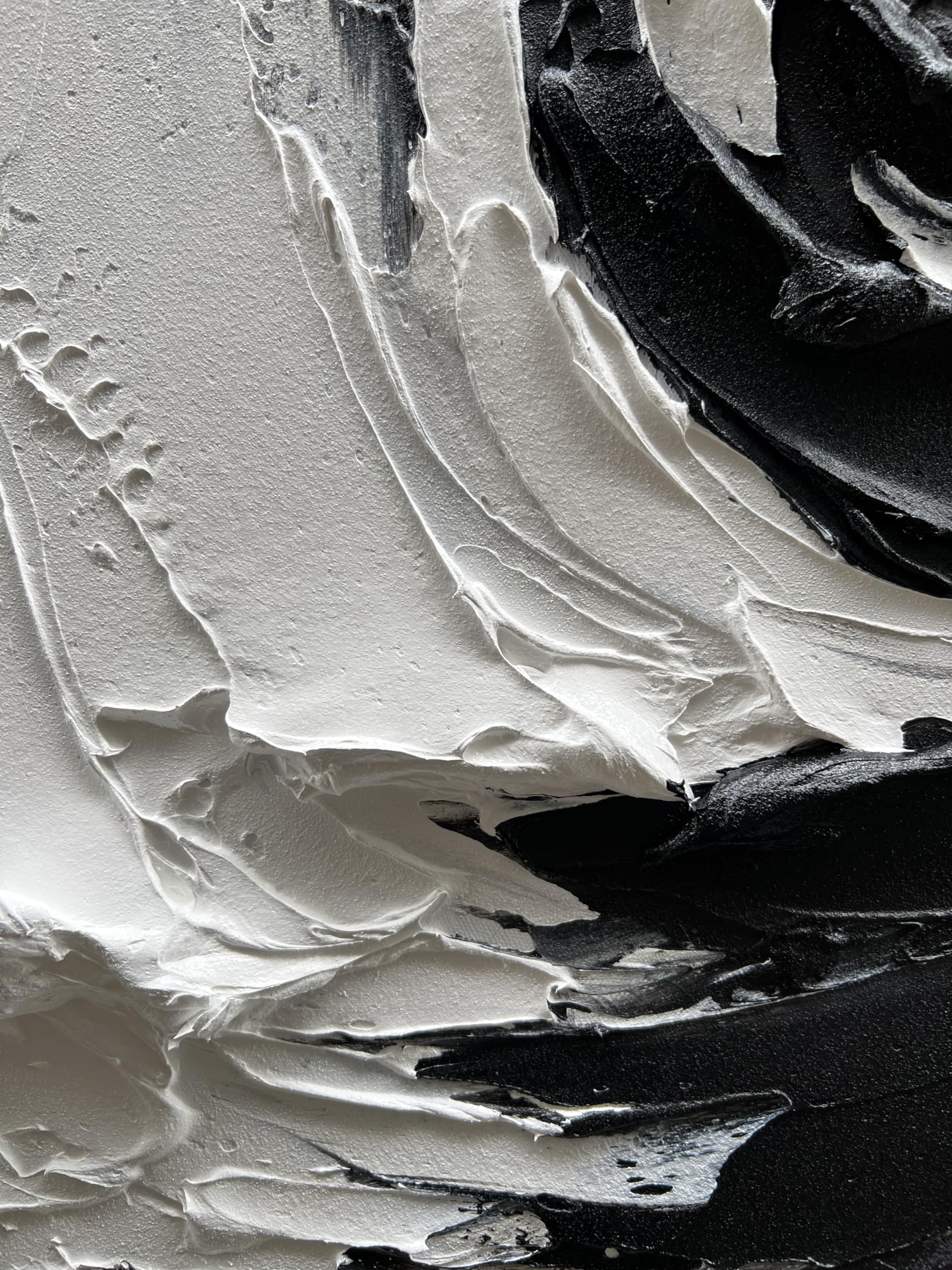 NANKAI Art Hand-painted Thick texture black and white minimalist oil painting 36x24 inches home wall art Deco oil painting