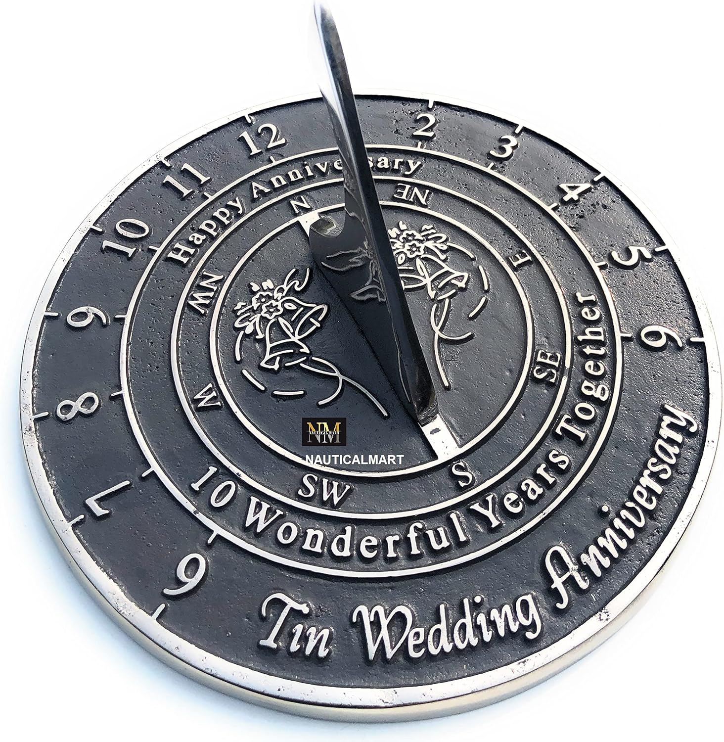 NauticalMart Tin Wedding (10 Years) Sundial for Home and Garden Decor
