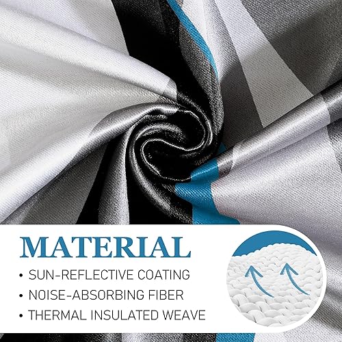 Miniatura 5 de weesire Cortinas opacas modernas a rayas azules y grises, decorativas, 100% bloqueo de luz, con ojales, para sala de estar, villa, dormitorio, juego