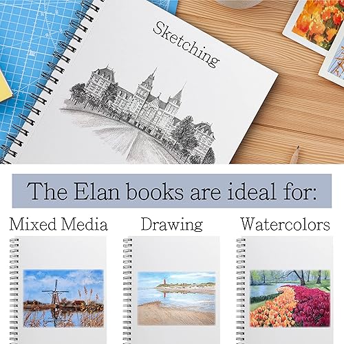 Miniatura 4 de Elan Papel de acuarela A4, papel de acuarela italiano 100% algodón, 15 hojas de papel de 10.58 ozm, cuaderno de bocetos de acuarela A4, papel de