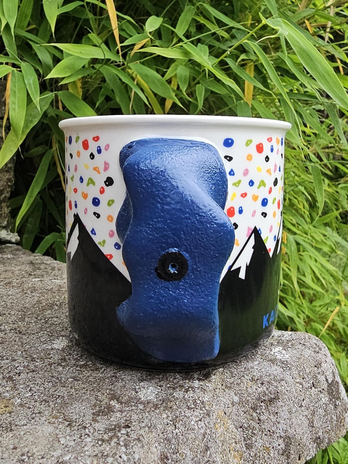 Rock Climbing Mug Cup Bouldering Finger Strength Gift for Climber Bouldering Coffee Cup Present for Climber Climbing Hold Handmade Lead Climbing Mug Handle Won't Fall Off* Blue