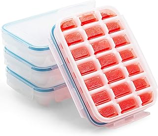Ice Cube Trays with Airtight Locking Lids [3-Pack Set] | Stackable, Leakproof Ice cube Trays | Small Ice Cubes for Cool Drinks, Bourbon, Whiskey & Cocktails