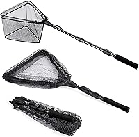 Vista 16 de PLUSINNO Fishing Net Fish Floating Landing Net, Kayak Nets with Fixed Foldable Telescopic Pole Handle, Bass Trout Fishing Nets with Nylon Mesh for