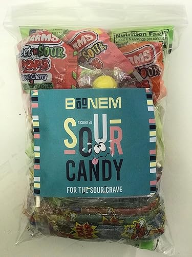 Vista 4 de Paquete variado de caramelos agrios, al menos 45 dulces agrios envueltos individualmente - Paquete de regalo de muestra de dulces agrios